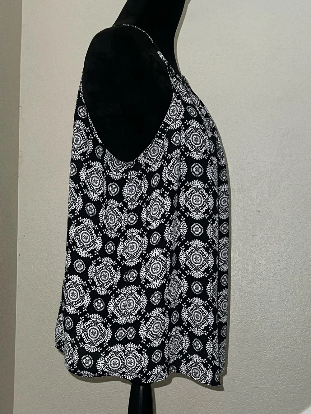 Black & White Halter Neck Printed Tank
